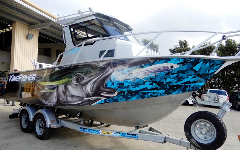 Kingfisher boat wrap